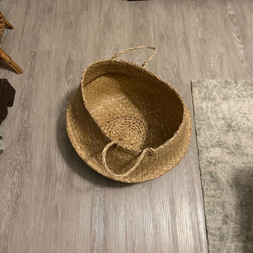 Woven Straw Basket with Handles